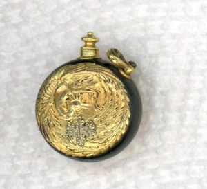 VICTORIAN ASIAN ~ FANCY BIRD~PERFUME PENDANT BOTTLE ~ GOLD FILLED & STERLING (j) - Picture 1 of 3