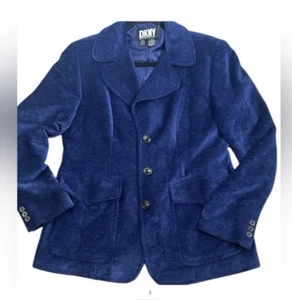 dkny donna karan new york Blue Corduroy Jacket Blazer Size 10 Wool Cotton Other - Picture 1 of 9