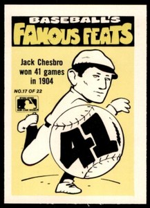 1986 FLEER FAMOUS FEATS - #17 JACK CHESBRO PITTSBURGH PIRATES