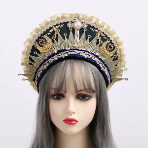 Renaissance Women Tiara Tudor Headpiece Royal French Hood For Cosplay Party - Picture 1 of 15