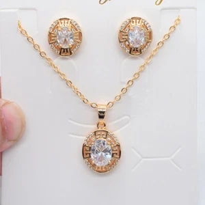 18K Gold Filled Women Purple Mystic Topaz Earrings & Pendant Oval Jewelry Set - Picture 1 of 8