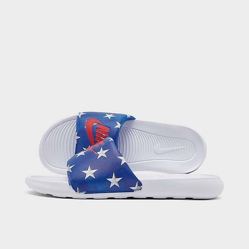 Sandali da uomo Nike Victori One Star stampa slides taglia 9 rossi bianchi blu CN9678 402