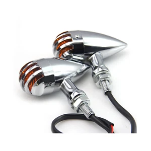 2x Chrome grill LED Motorcycle turn signal indicator Harley Dyna Glide Wide FXWG - Picture 1 of 3