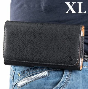 For Samsung Phone Holster Case Black HORIZONTAL Leather Pouch Belt Clip Loop - Picture 1 of 6