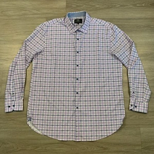 WRK Shirt Mens Size 18 White Lavender Plaid 4-Way Stretch Button Up Long Sleeve - Picture 1 of 10