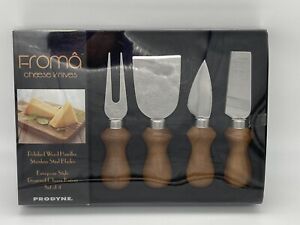 Prodyne Froma Cheese Knives, Set of 4, Stainless w/ Wood Handles, New in Box