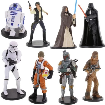 Disney Parks Star Wars Figurines Luke Vader Boba Fett Chewbacca R2-D2 Obi-Wan - Image 1 of 4