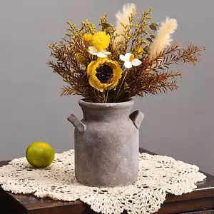 Ceramic Rustic Farmhouse Vase, Distressed Decorative Flower Vase for Home Decor, - Picture 1 of 12