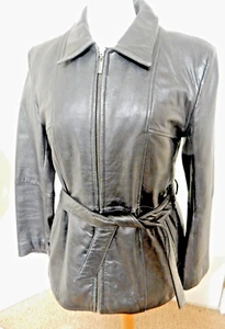 Wilson Leather Jacket Women's M Black Leather Thinsulate Belted Insulated Coat - Picture 1 of 6