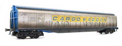 Heljan 5029 OO Gauge Cargowaggon IWB Bogie Van Silver/Blue Weathered - Image 1 of 2
