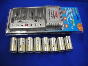 8pcs "D" size NiMh Rechargeable 10Ah TOP Consumer battery with Universal Charger - Picture 1 of 2