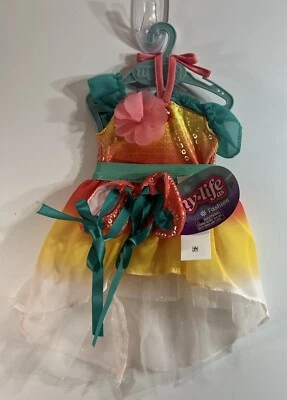 My Life As Sunset Color Dress with Slippers and Hair Bow Outfit for 18"Doll NEW - Image 1 of 3