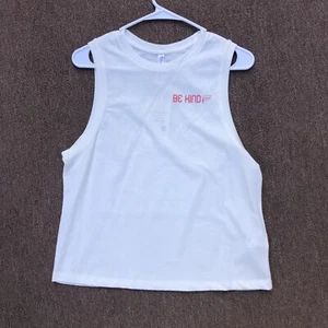 fabletics jade jersey muscle tank Be Kind graphic XXS muted white - Picture 1 of 8
