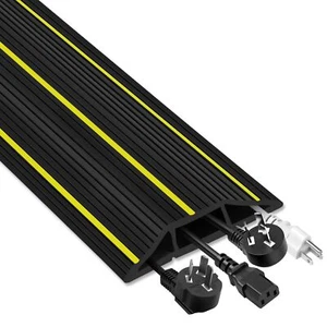 Floor Cord Cover 6.5 Ft Floor Cable Cover Heavy Duty Rubber Cable Protector 3 Ch - Picture 1 of 7