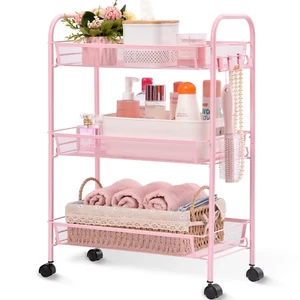  3 Tier Rolling Cart Organizer, Mesh Cart with Wheels, Dorm College Bathroom - Picture 1 of 11