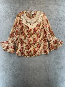 LC Lauren Conrad Disney Collection Bluse groß rosa Blumen Vögel schneeweiß - Bild 1 von 21