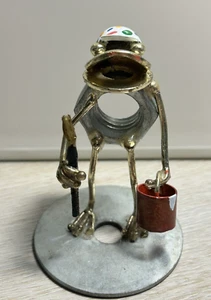 Vintage 2000 Arthur Ward Little Hopper Frog Sculpture Nuts & Bolts Painter B14 - Picture 1 of 9