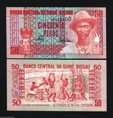 GUINEA BISSAU 50 PESOS P-10 1990 x 100 Pcs Lot FULL BUNDLE LOT UNC MONEY NOTE - Image 1 of 2