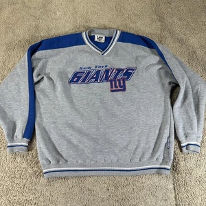 Vtg New York Giants Sweatshirt Mens Gray NFL Football V-Neck Pullover Lee Sport - Picture 1 of 16