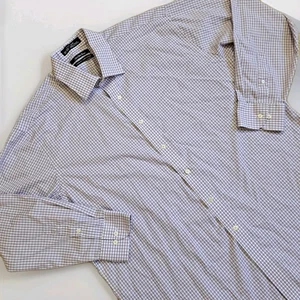 Saks Fifth Avenue Mens Dress Shirt L 17.5 34/35 Pink Blue Long Sleeve Trendy - Picture 1 of 8