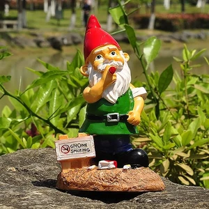 Gnomo de jardín para no fumar - Escultura enana única para decoración y adornos de exteriores - Imagen 1 de 7
