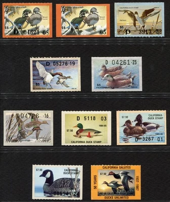 Set of 10 California Duck Stamps USED 1979-86 #CA9 through CA17 Waterfowl - Image 1 of 4