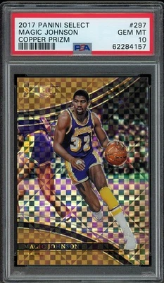 2017-18 Panini Select MAGIC JOHNSON #297 Copper Prizm /49 PSA 10 GEM MINT - Image 1 of 2