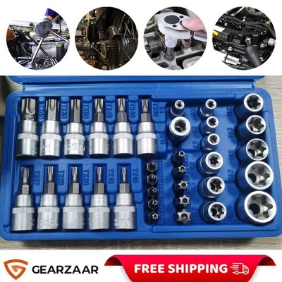 34pcs Torx Star Socket & Bit Set Male Female E & T Sockets with Torx Bits + Case - Image 1 of 4