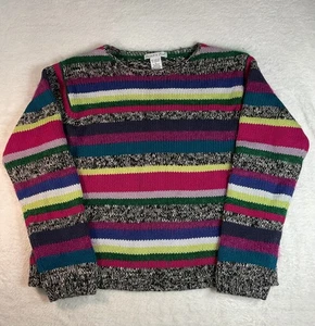 Vintage 90s Mohair Blend Striped Knit Sweater Women’s Large Eagles Eye Colorful - Bild 1 von 8