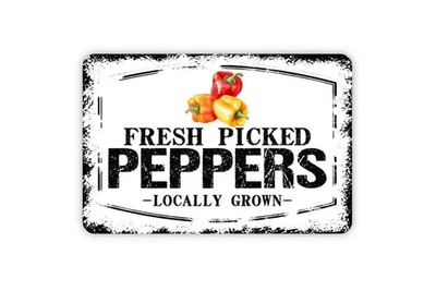 Farm Fresh Peppers Metal Sign - Indoor/Outdoor Wall Art - Image 1 of 4