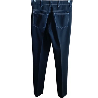 Pantalones negros vintage 30x34 para hombre años 70 Farah EE. UU. poliéster pantalones acampanados hippy Foto 1 de 4