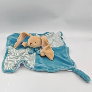 Doudou plat lapin blanc bleu rayé pois BUKOWSKI - 36145 - Photo 1/2