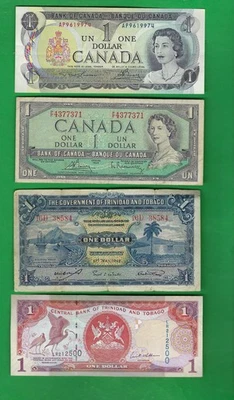 CANADÁ Y TRINIDAD Y TOBAGO 1942 - 2002 ~ LOTE DE 4 X PAPEL MONEDA # 9420 (*-*) Foto 1 de 2