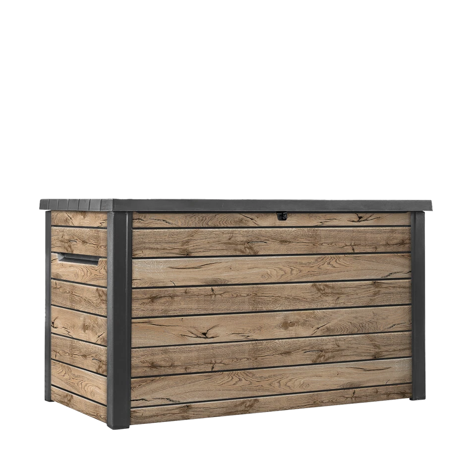 Keter Aufbewahrungsbox Ontario 870 Liter Holzoptik Pinie Gartenbox Auflagenbox