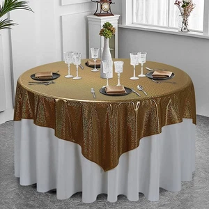 Schwarz & Gold Pailletten Tischdecke für Partys 54x54 Zoll - Glitzer Glitzer Tisch C... - Bild 1 von 7