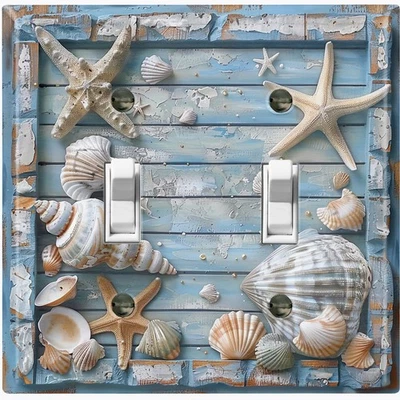 WALLPLATE DECOR Metal Light Switch Outlet Cover Wall Plate Starfish Shell Beach Decor OCN129