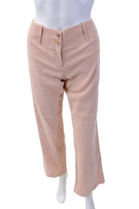 Theory Womens Zipper Fly Mid Rise Straight Leg Linen Pants Peach Size 6 - Picture 1 of 4