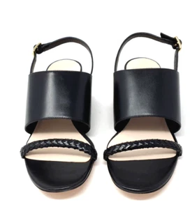 Cole Haan Lise Demi Women low Wedge Leather Sandal Black Clearance Sale - Picture 1 of 6