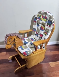 RARE Vintage 32" Maple Wood Child Rocker Glider Rocking Horse Arm Chair Nursery - Picture 1 of 6