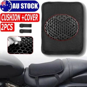 Universal Motorcycle Seat Cushion Pillow Pad +Cover Comfort Gel Pressure Relief - Picture 1 of 14