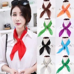 HOT Small Square Scarf Women's Chiffon Print Solid Color Garden 65CM Silk Scarf - Picture 1 of 30