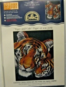 DMC Creative World Tiger and Cub Counted Cross Stitch Kit NEW 10" x 12" - Picture 1 of 4