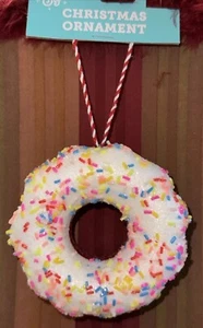 NEW Red GLITTER Frosted Donut DOUGHNUT Sprinkles Christmas Tree Ornament Decor - Picture 1 of 10