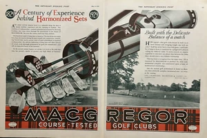Macgregor Mazze da Golf Campo Testato Legno Ferri Set Armonizzati Stampa Vintage Pubblicità 1929 - Foto 1 di 1