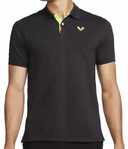Nike Men's Dri-FIT Rafa Court Slim Fit S/S Black Green Polo DD8532-045 (3) - Picture 1 of 7
