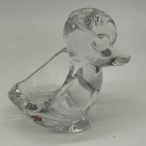 Pato de cristal firmado Vannes Le Chatel 4,25 pulgadas de alto - Imagen 1 de 11