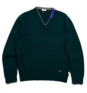 Men's CERRUTI 1881 Green Vergine Wool V Neck Sweater - M - CASUAL - Picture 1 of 10