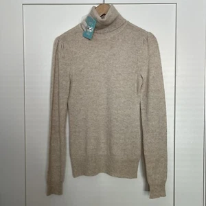 Aqua Pullover Damen XS Beige Haferflocken Kaschmir Strick Rollkragen Langarm Weich - Bild 1 von 13