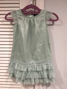 NWT BABY GAP GLITTERY PARTY DRESS SEAFOAM 3T 3 YEARS POWDER PUFF FLAPPER DRESS - Picture 1 of 3