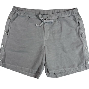 Carbon 2 Cobalt Linen Blend Shorts Women's L Elastic Waist Gray Button Detail - Picture 1 of 8